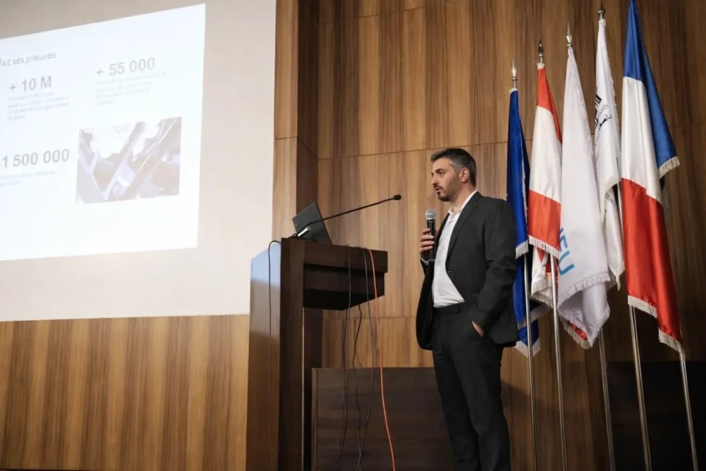 Dr. Joseph Gharios presenting at a medical conference
