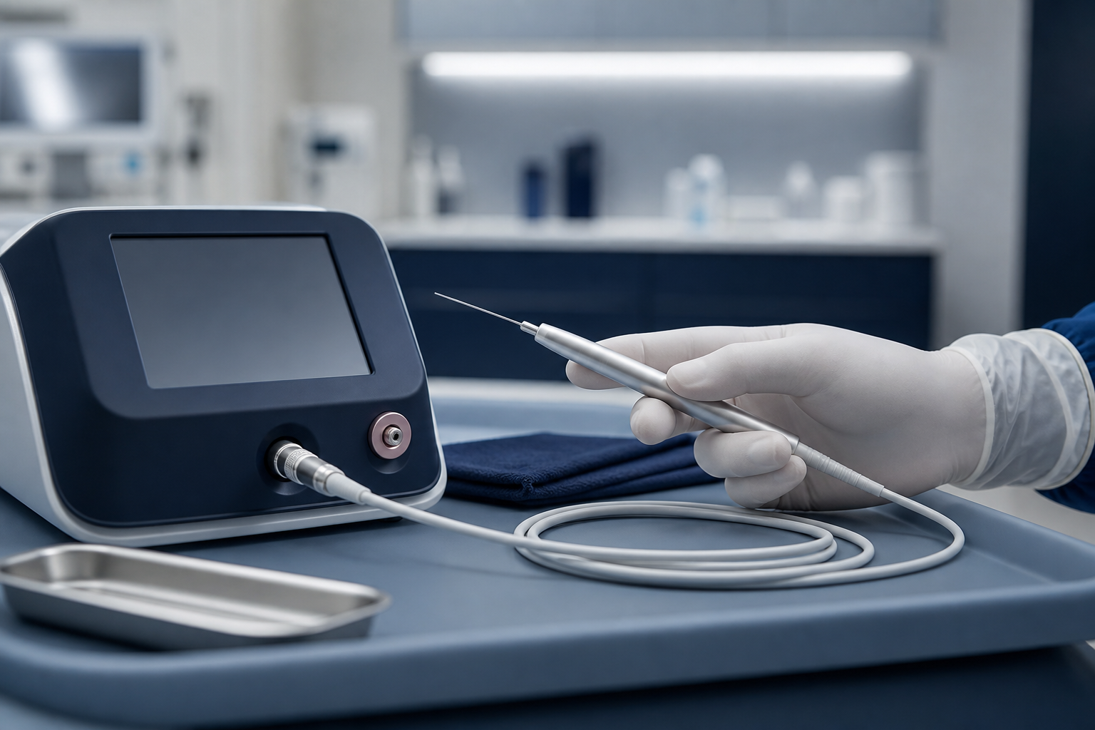 Minimally invasive laser fiber prepared for pilonidal laser surgery